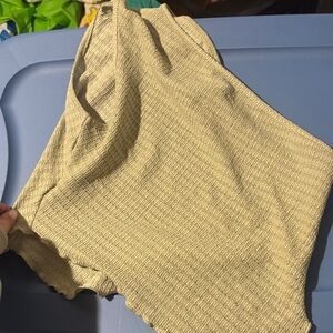 SHEIN Asymmetrical One Shoulder Textured Olive Top